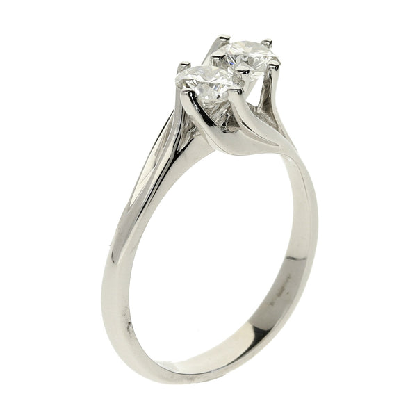 18ct White Gold Two Stone Twist Diamond Ring - 0.80ct