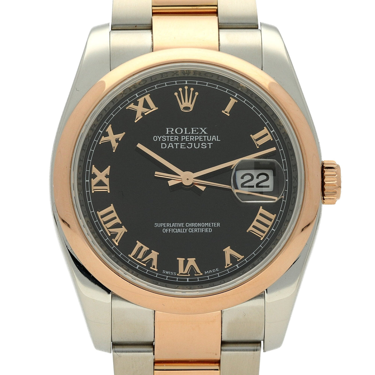 Datejust 116201 - Steel & Rose - Black Roman Dial - 2005
