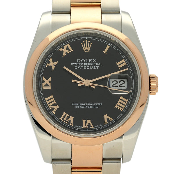 Datejust 116201 - Steel & Rose - Black Roman Dial - 2005