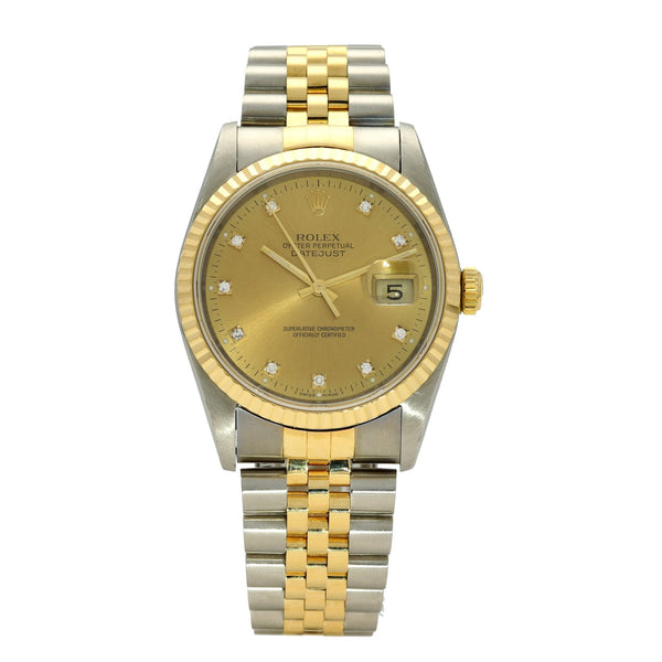 Datejust 16223 - Steel & Gold Watch - Diamond Dial - 1990