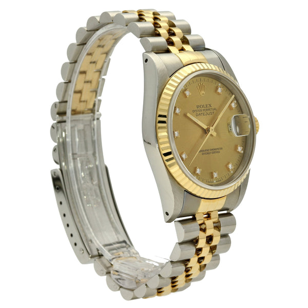 Datejust 16223 - Steel & Gold Watch - Diamond Dial - 1990