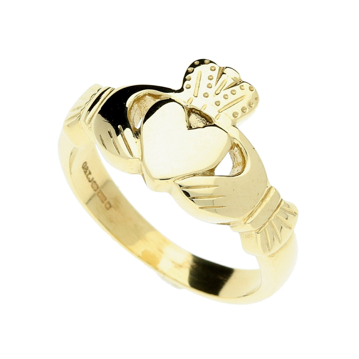 9ct Yellow Gold Claddagh Ring - Size U - 8.0g