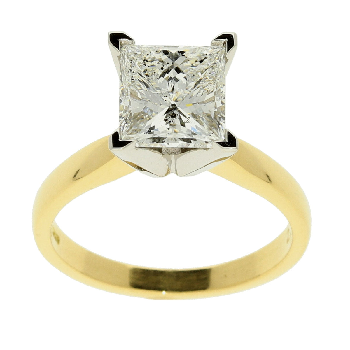 18ct Yellow Gold Princess Cut Diamond Ring - 2.53ct Certified