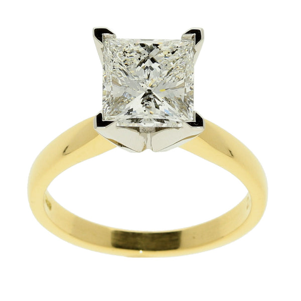 18ct Yellow Gold Princess Cut Diamond Ring - 2.53ct Certified
