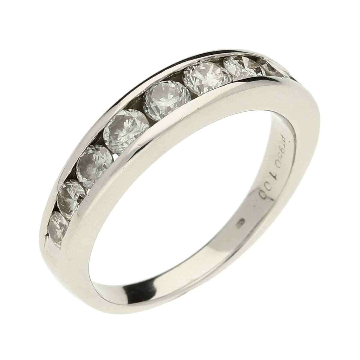Platinum Graduated Half Eternity Ring - Size M - 1.00ct
