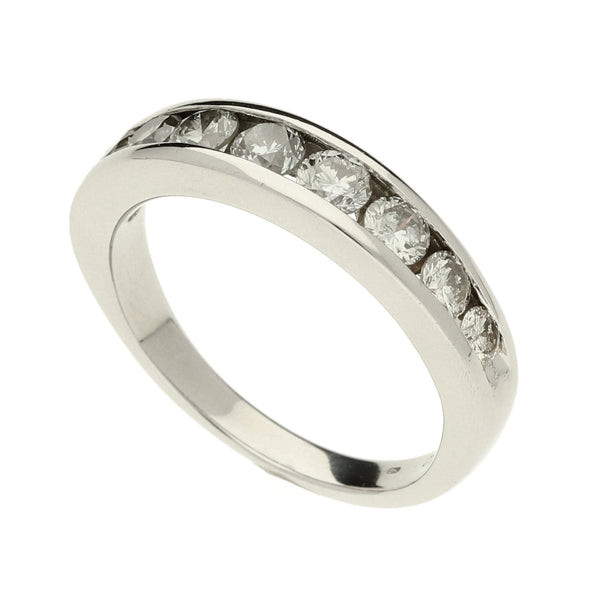 Platinum Graduated Half Eternity Ring - Size M - 1.00ct