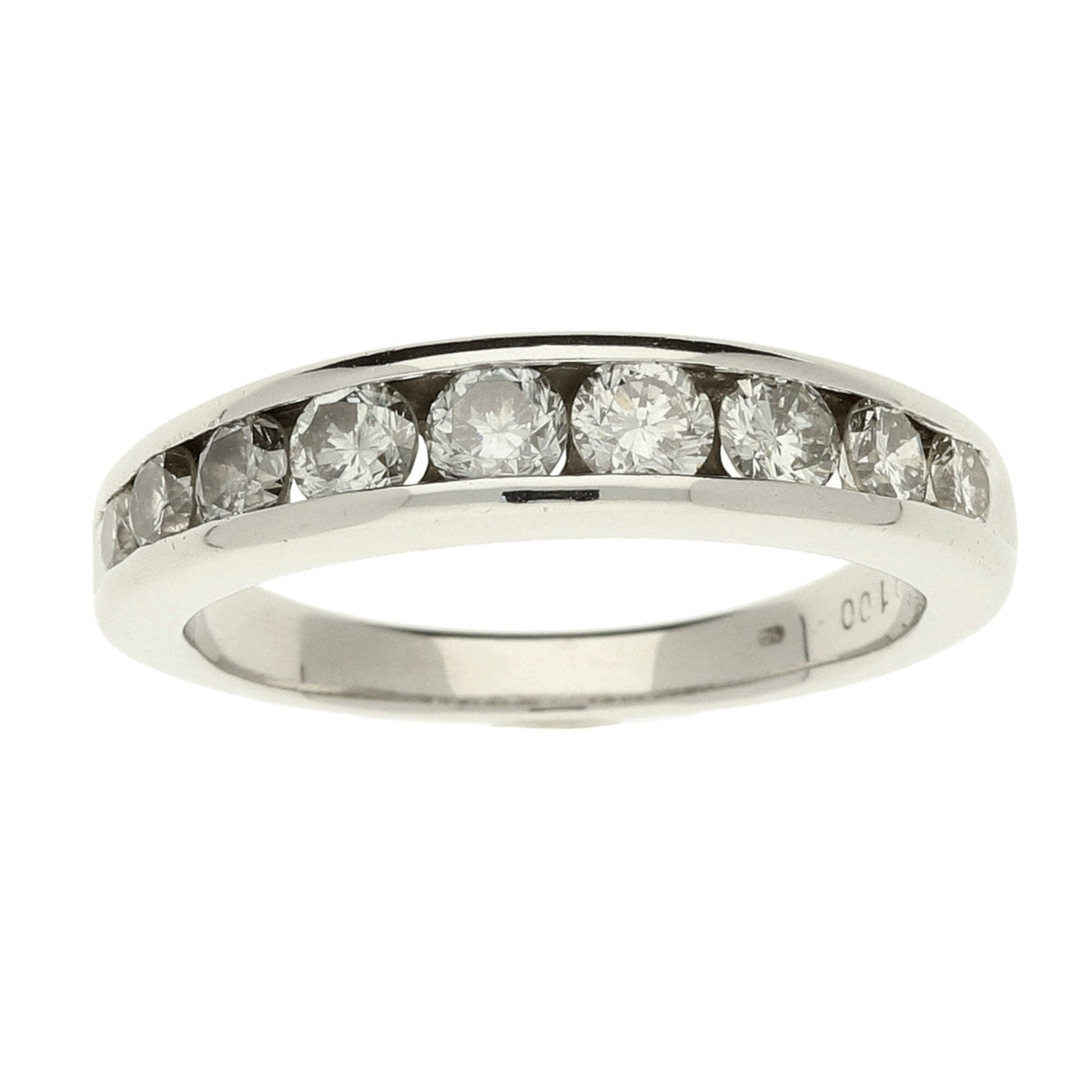 Platinum Graduated Half Eternity Ring - Size M - 1.00ct