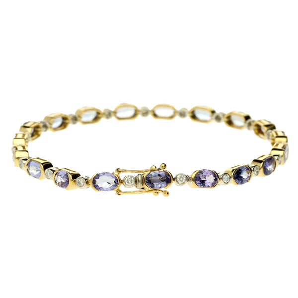 18ct Tanzanite and Diamond Bracelet 7.5" - 0.57ct