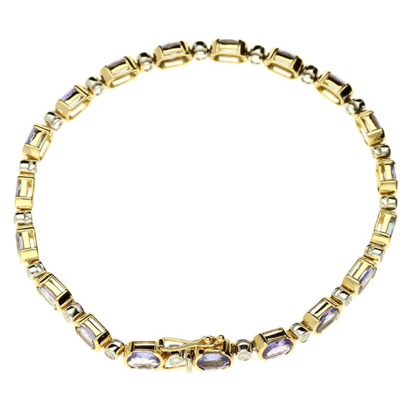 18ct Tanzanite and Diamond Bracelet 7.5" - 0.57ct
