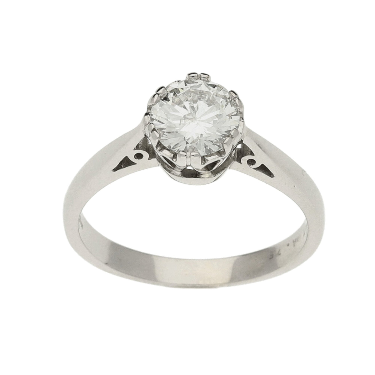 18ct White Gold Engagement Ring - Size J½ - 0.75ct