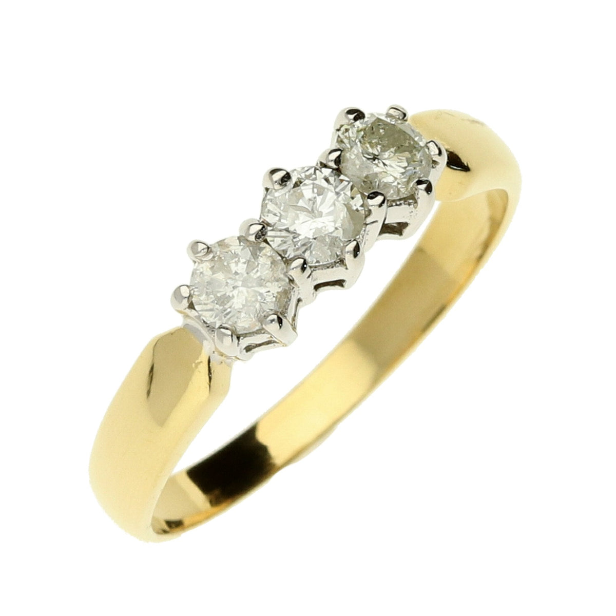 18ct Yellow Gold Trilogy Ring - 0.50ct - Size M