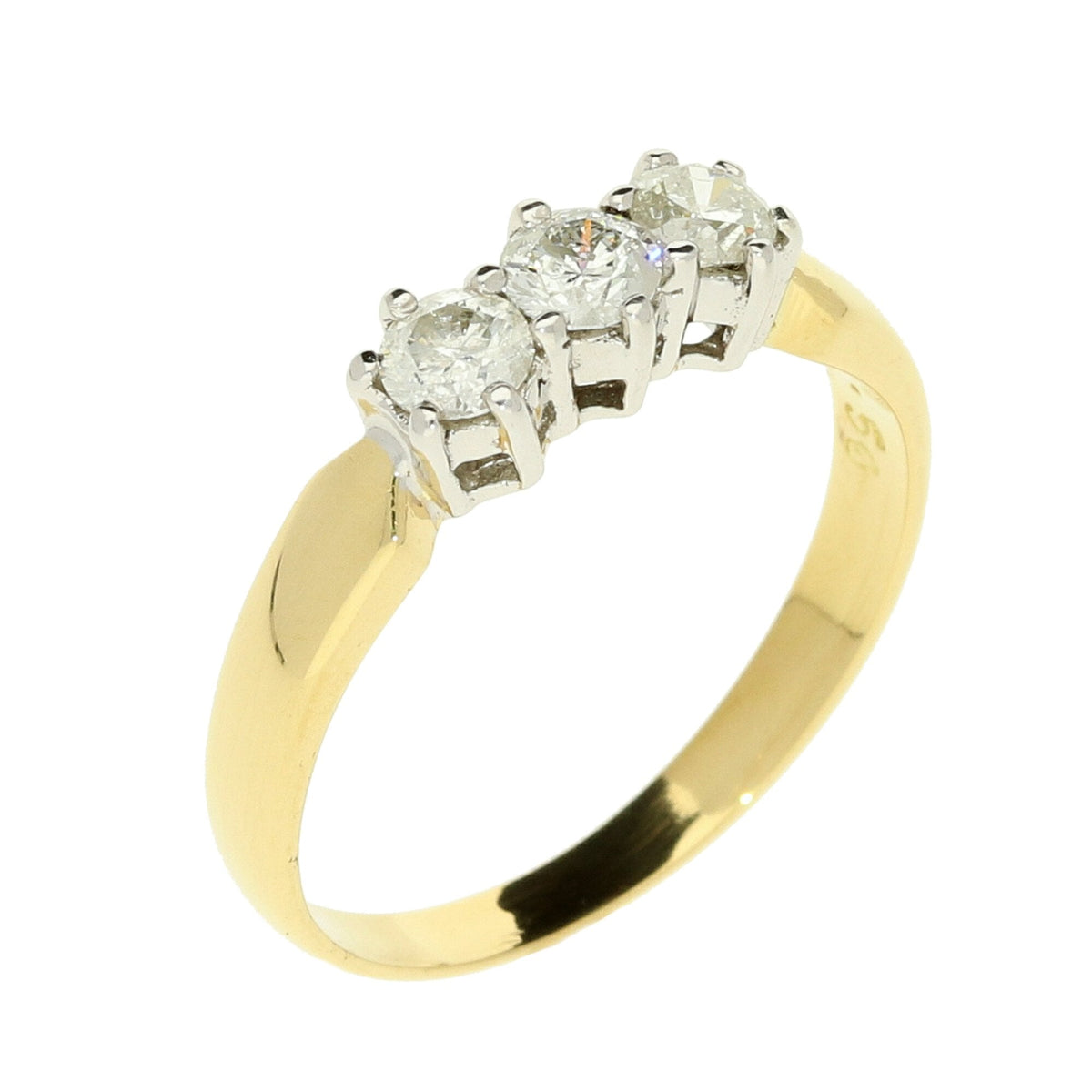 18ct Yellow Gold Trilogy Ring - 0.50ct - Size M