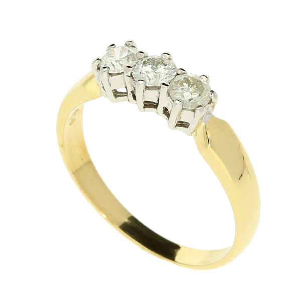 18ct Yellow Gold Trilogy Ring - 0.50ct - Size M
