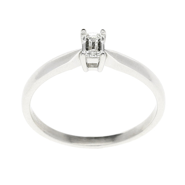 18ct White Gold Emerald Cut Engagement Ring 0.20ct - Size L
