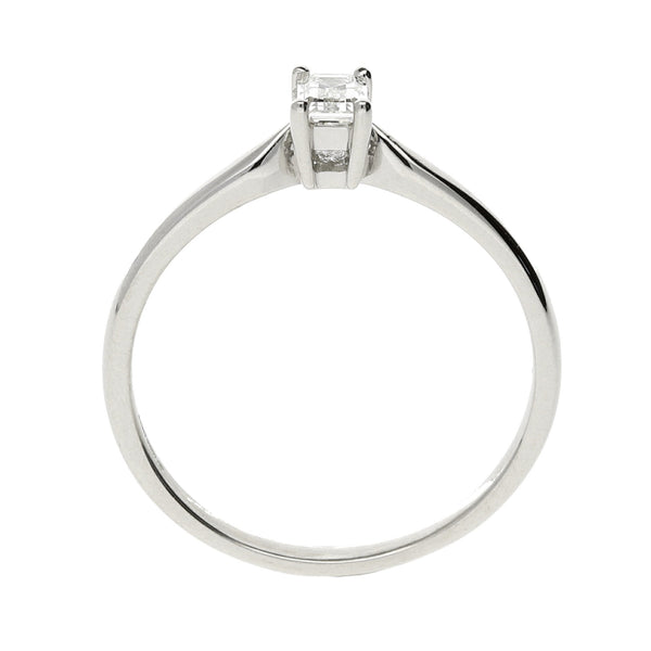 18ct White Gold Emerald Cut Engagement Ring 0.20ct - Size L