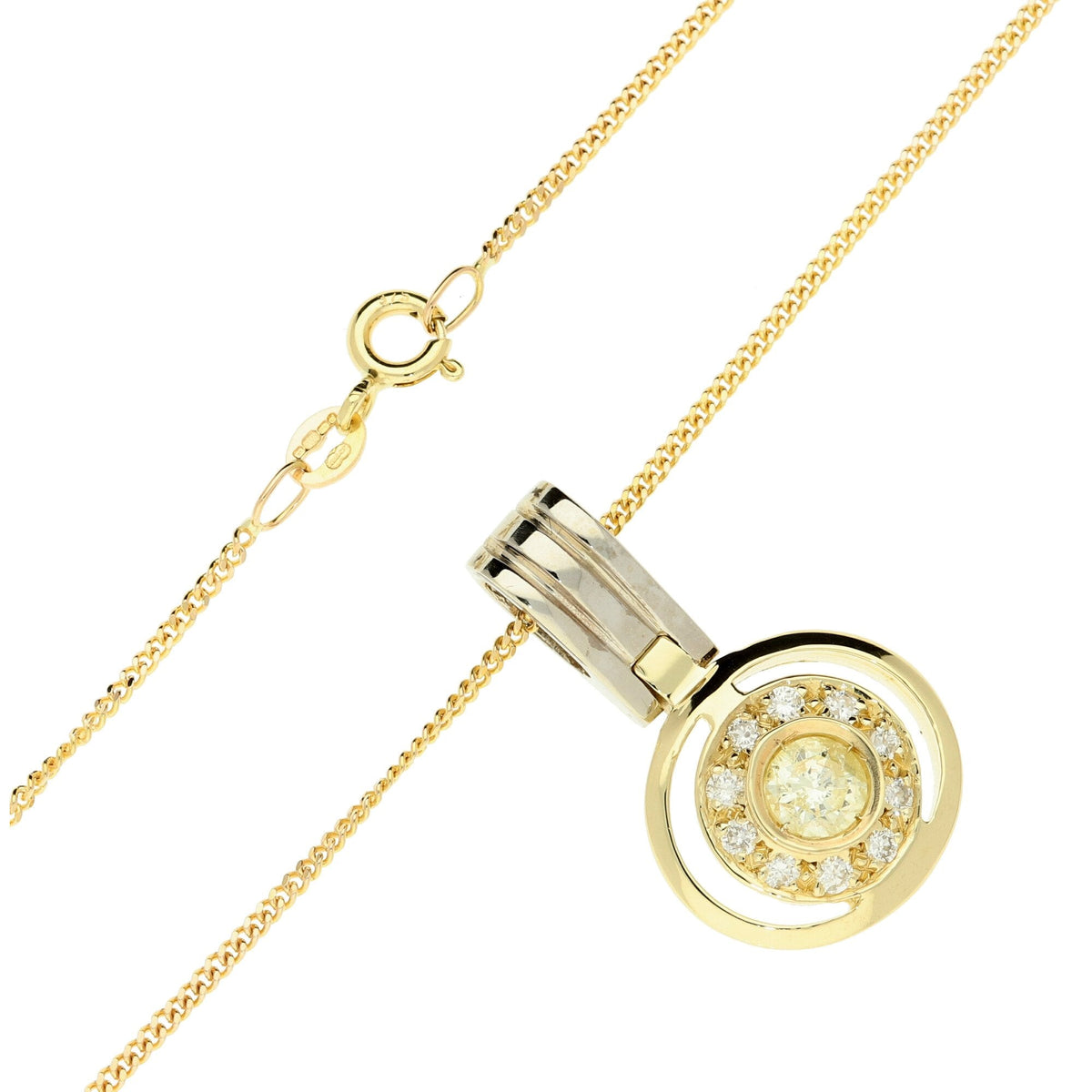 9ct Yellow Gold Diamond Pendant on 20" Chain - 0.75ct