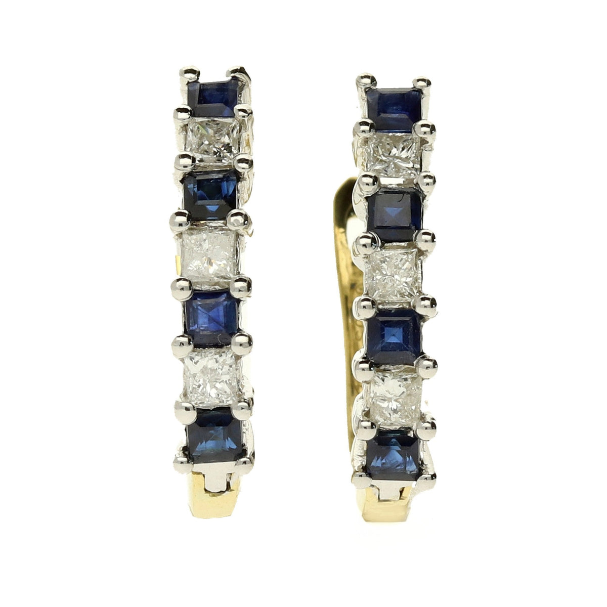 18ct Yellow Gold Sapphire and Diamond Earrings - 0.30ct