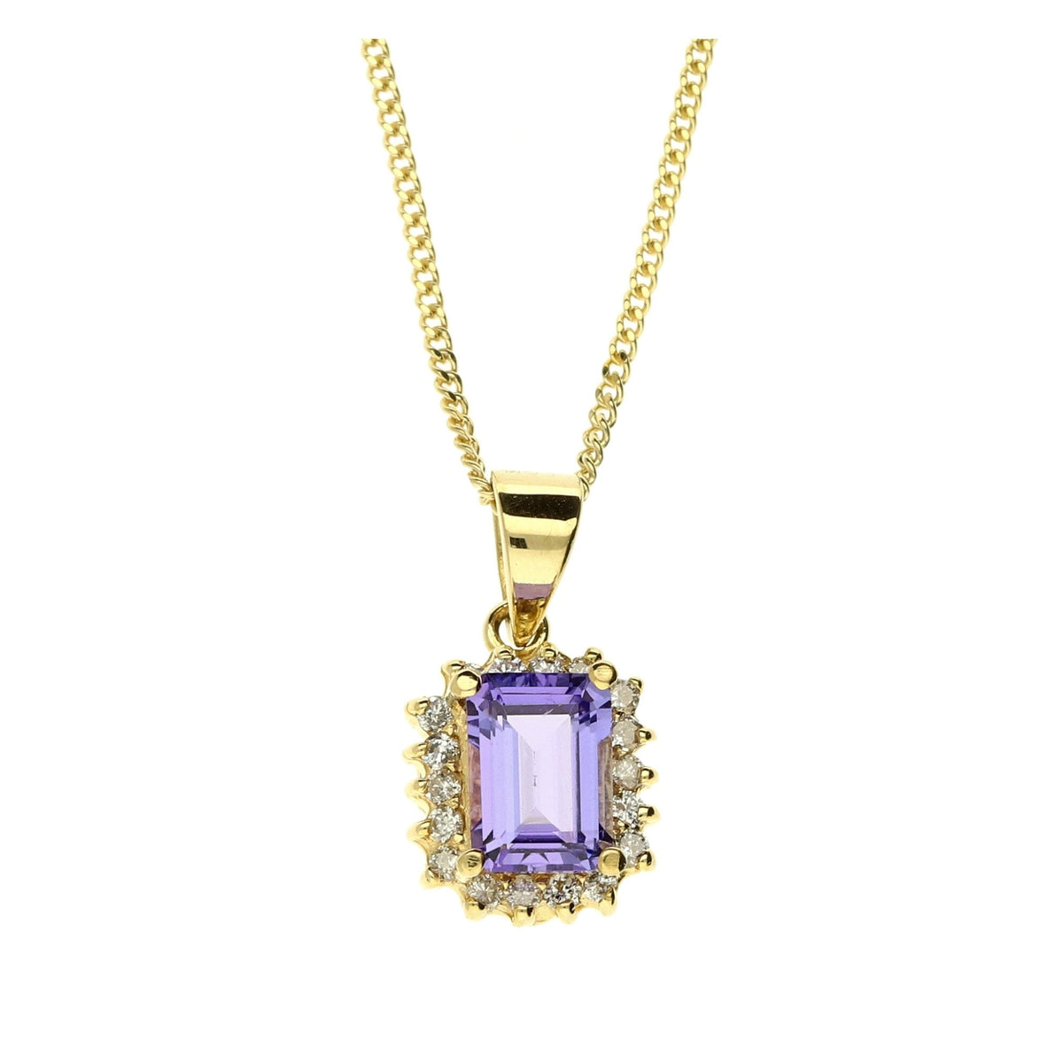 18ct Yellow Gold Tanzanite & Diamond Necklace 18" - 0.25ct