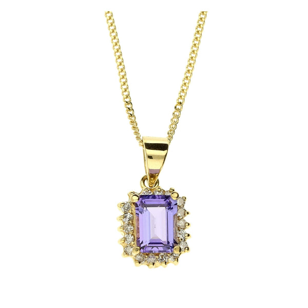 18ct Yellow Gold Tanzanite & Diamond Necklace 18" - 0.25ct