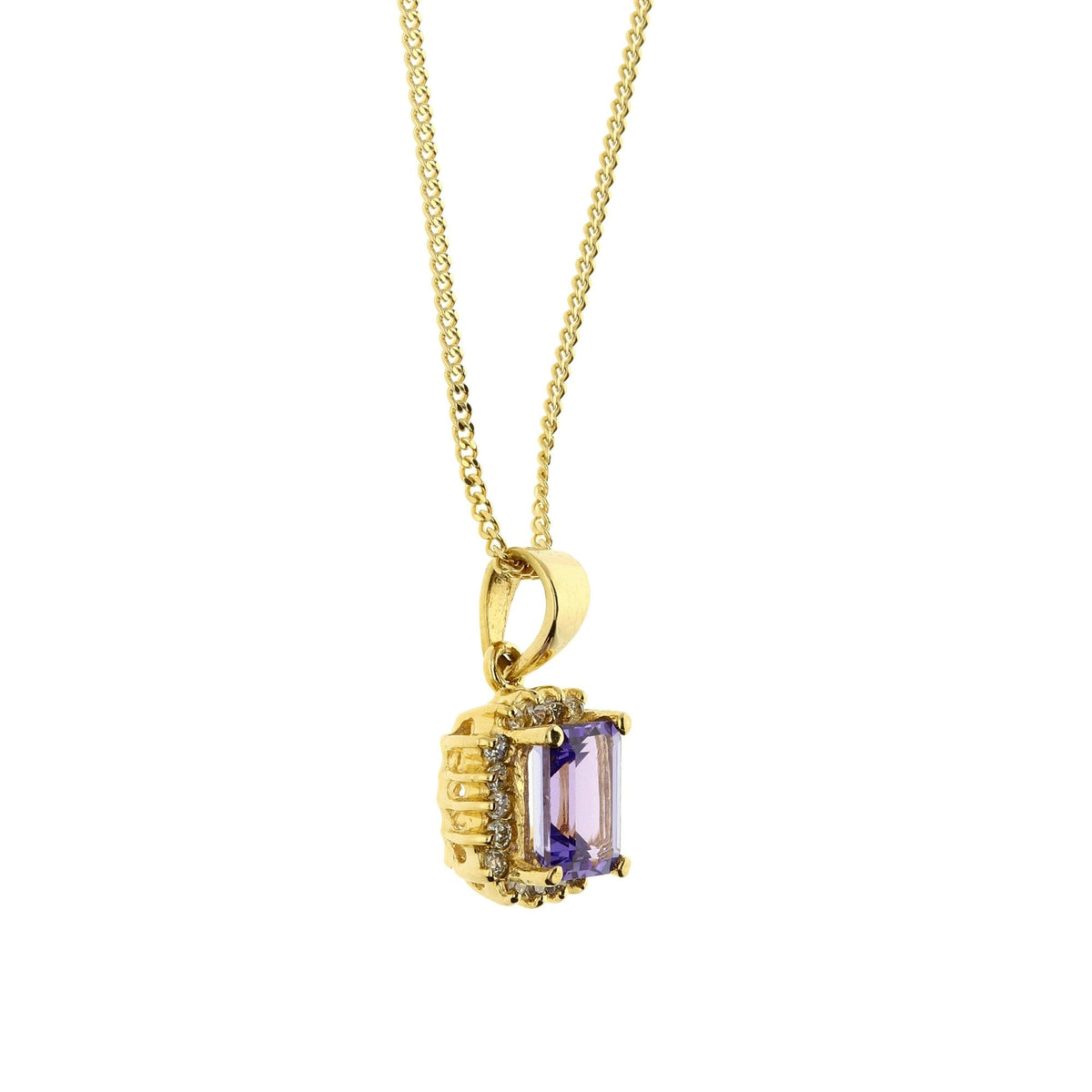 18ct Yellow Gold Tanzanite & Diamond Necklace 18" - 0.25ct