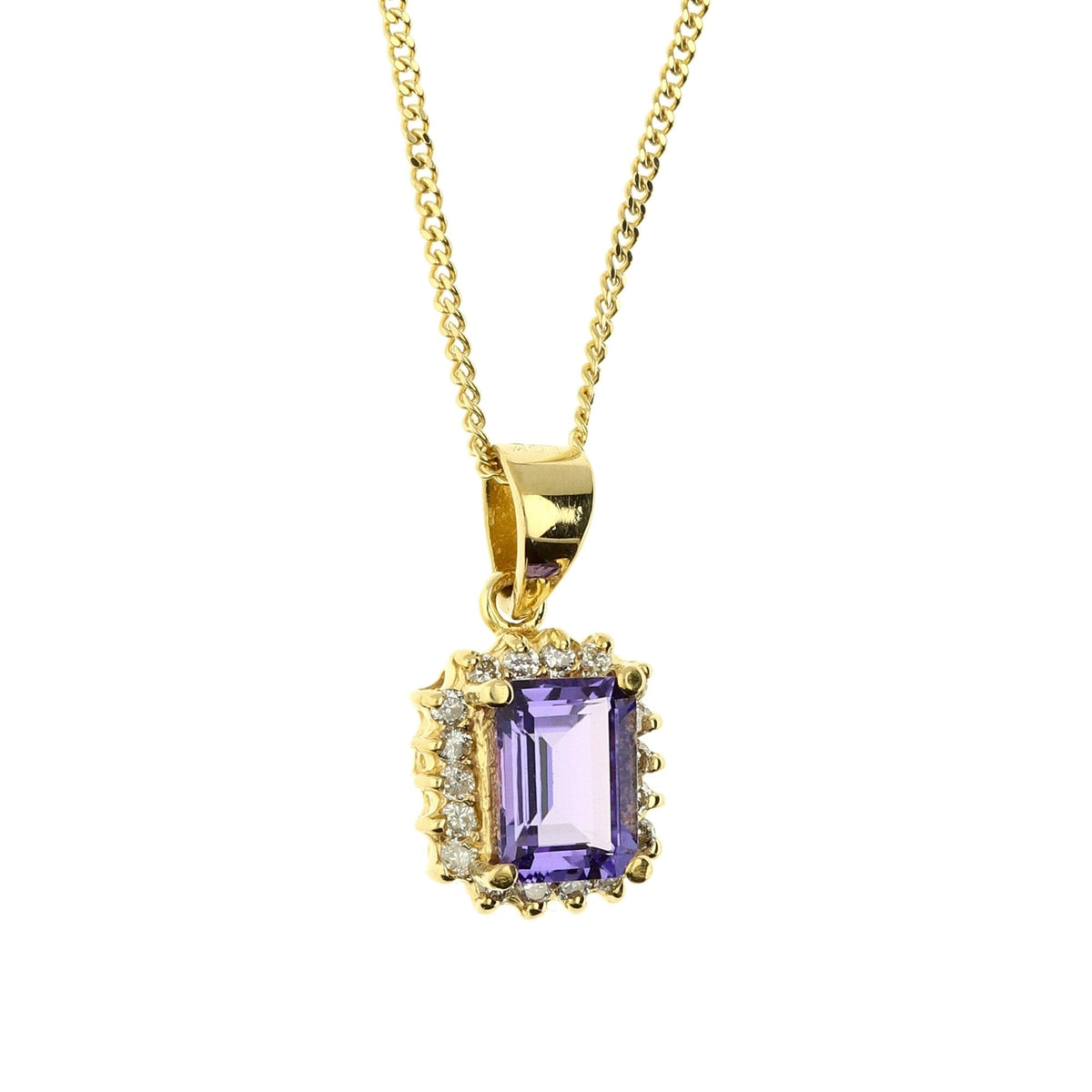 18ct Yellow Gold Tanzanite & Diamond Necklace 18" - 0.25ct