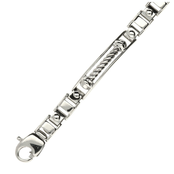 18ct White Gold Twist & Bar Bracelet 8.5" - 21.6g