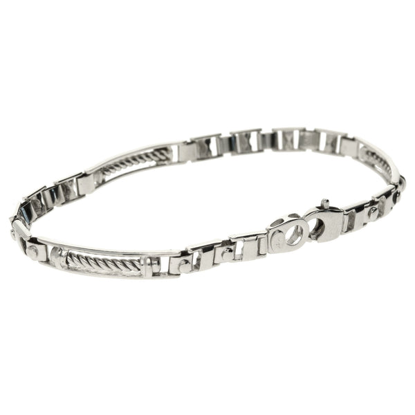 18ct White Gold Twist & Bar Bracelet 8.5" - 21.6g