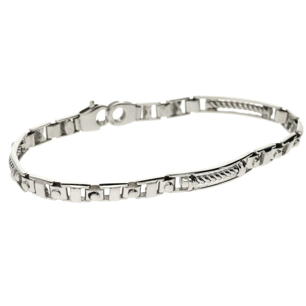 18ct White Gold Twist & Bar Bracelet 8.5" - 21.6g