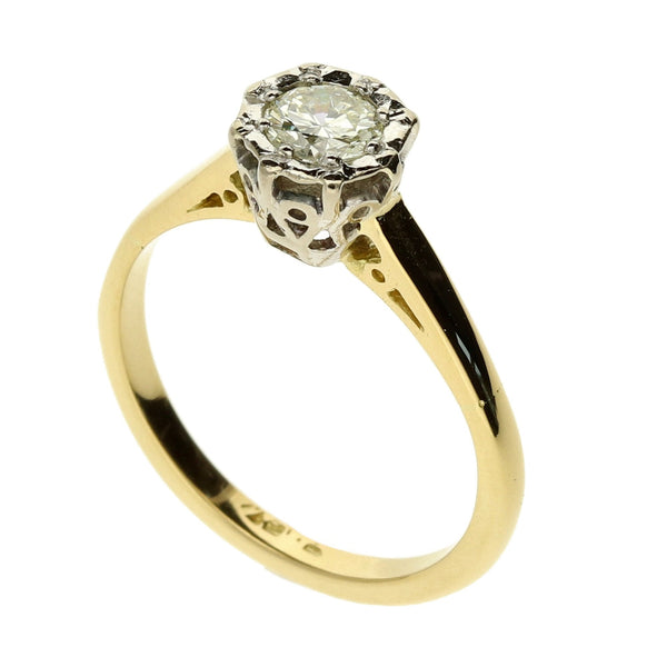 18ct Yellow Gold Illusion Set Diamond Engagement Ring - 0.35ct