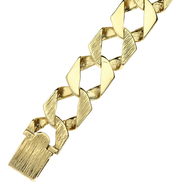 9ct Yellow Gold 9" Bark Effect Curb Bracelet - 48.8g
