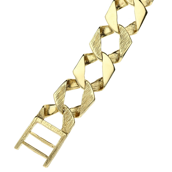 9ct Yellow Gold 9" Bark Effect Curb Bracelet - 48.8g