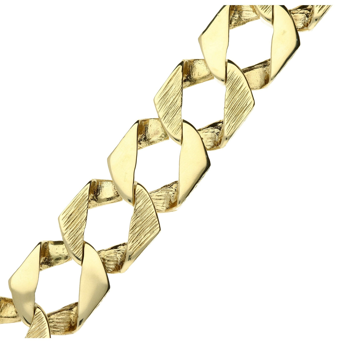 9ct Yellow Gold 9" Bark Effect Curb Bracelet - 48.8g