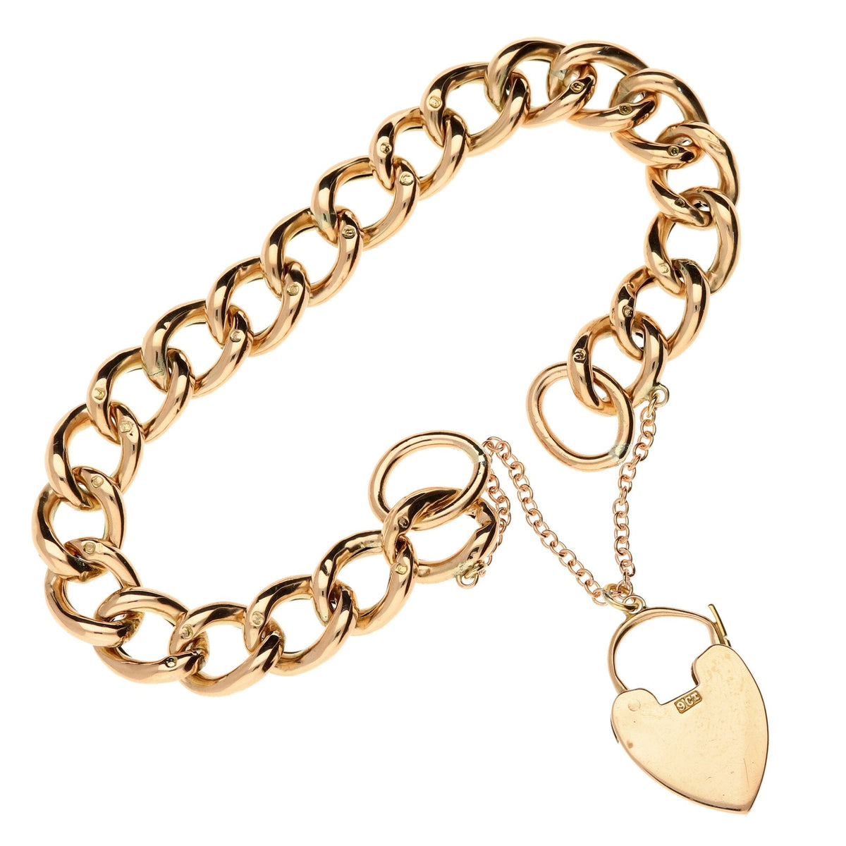 9ct Rose Gold 8" Hollow Charm Bracelet - 16.1g