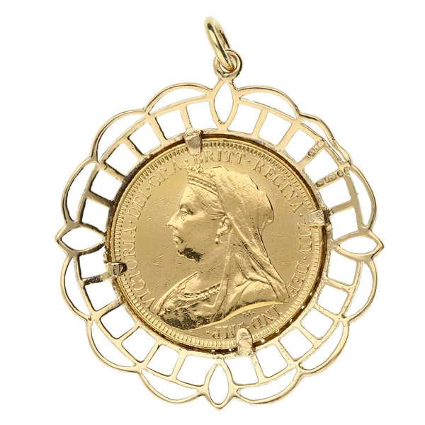 1893 Full Sovereign Queen Victoria Pendant - 11.1g