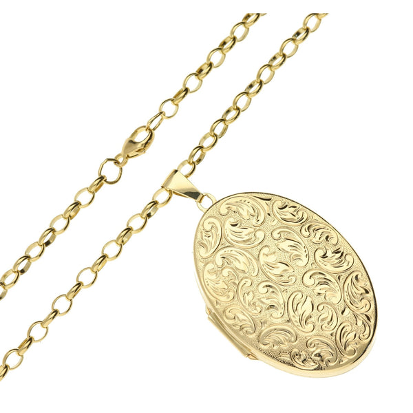 9ct Yellow Gold Locket and  28" Belcher Chain - 17.7g