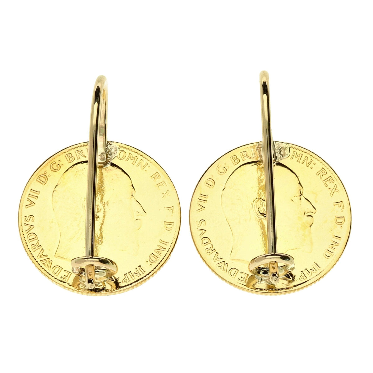 1910 King Edward VII Half Sovereign Earrings - 8.9g