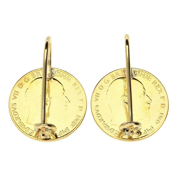 1910 King Edward VII Half Sovereign Earrings - 8.9g