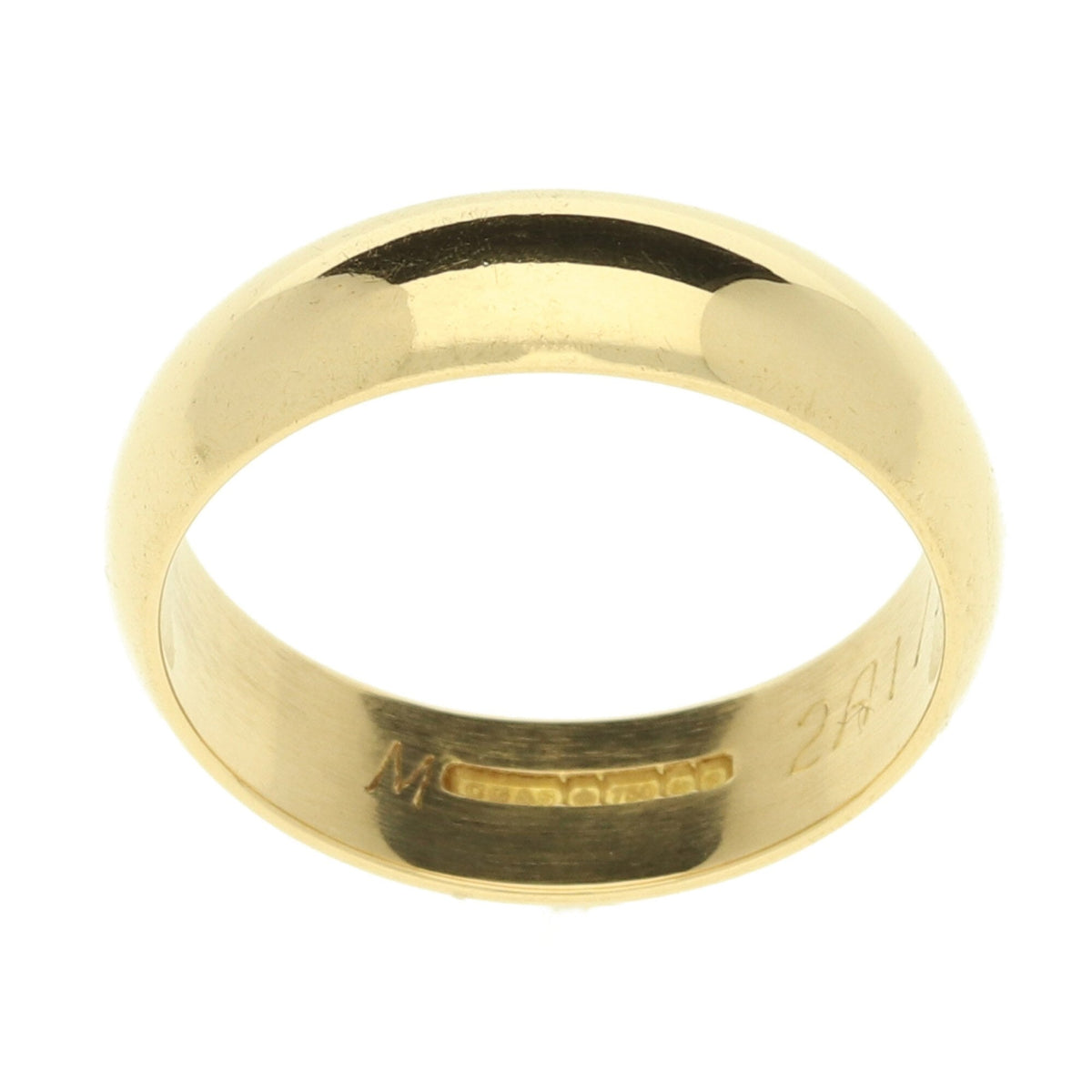 18ct Yellow Gold D shape Wedding Ring - size M - 4.8g