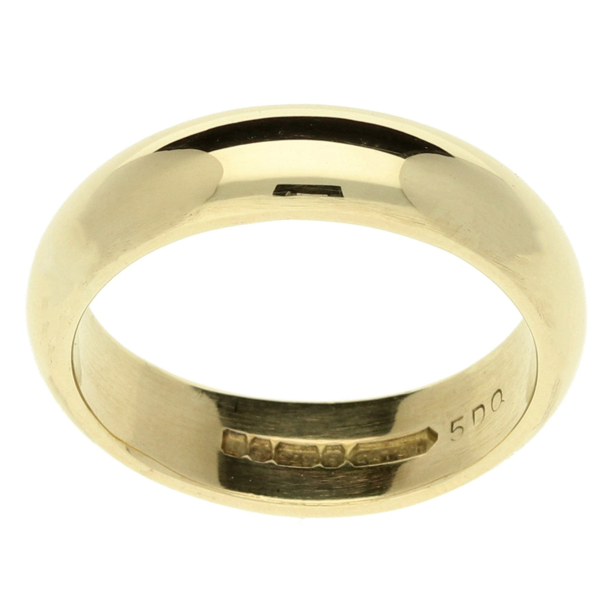 9ct Yellow Gold D-Shape Wedding Ring -  Size P -5.9g.