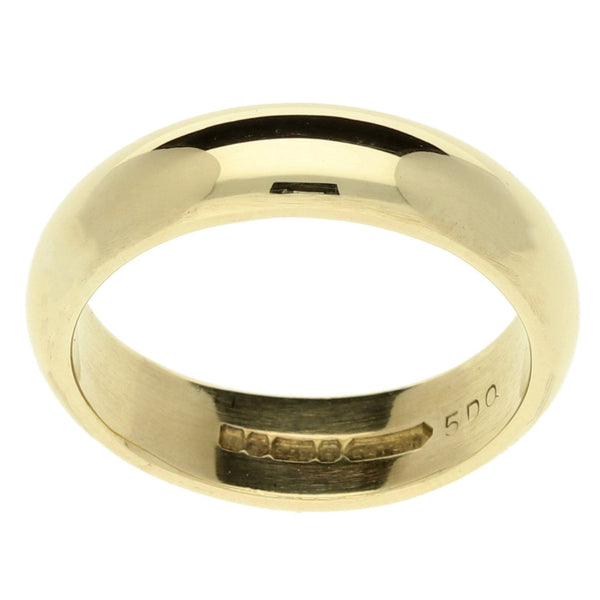 9ct Yellow Gold D-Shape Wedding Ring -  Size P -5.9g.