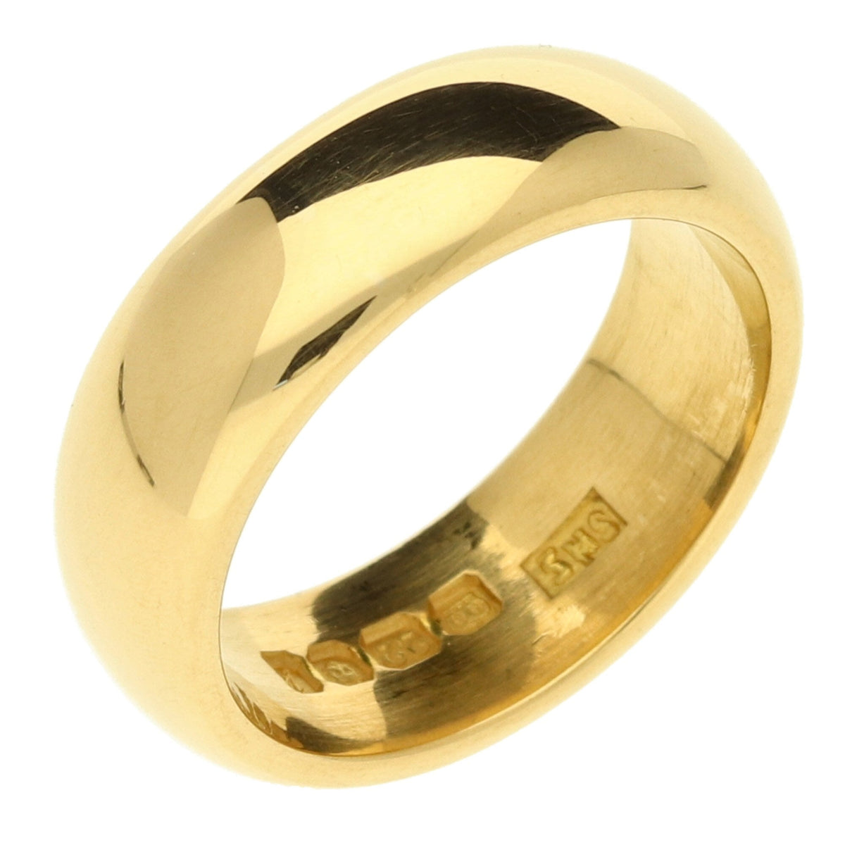 22ct Yellow Gold D-Shape Wedding Ring -  Size N - 13.5g
