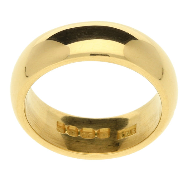 22ct Yellow Gold D-Shape Wedding Ring -  Size N - 13.5g