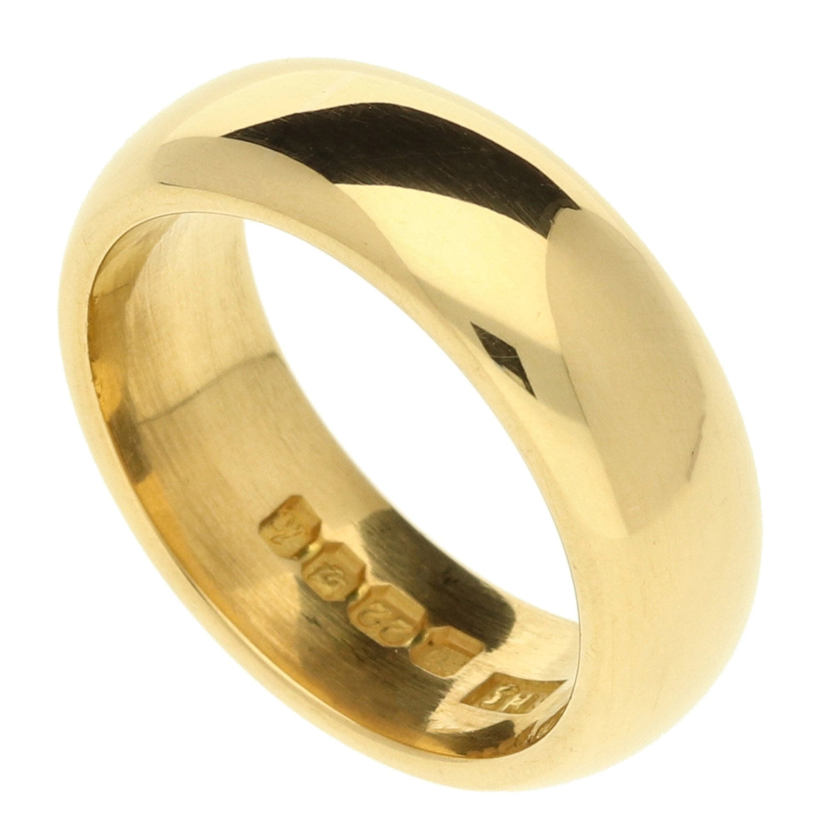 22ct Yellow Gold D-Shape Wedding Ring -  Size N - 13.5g