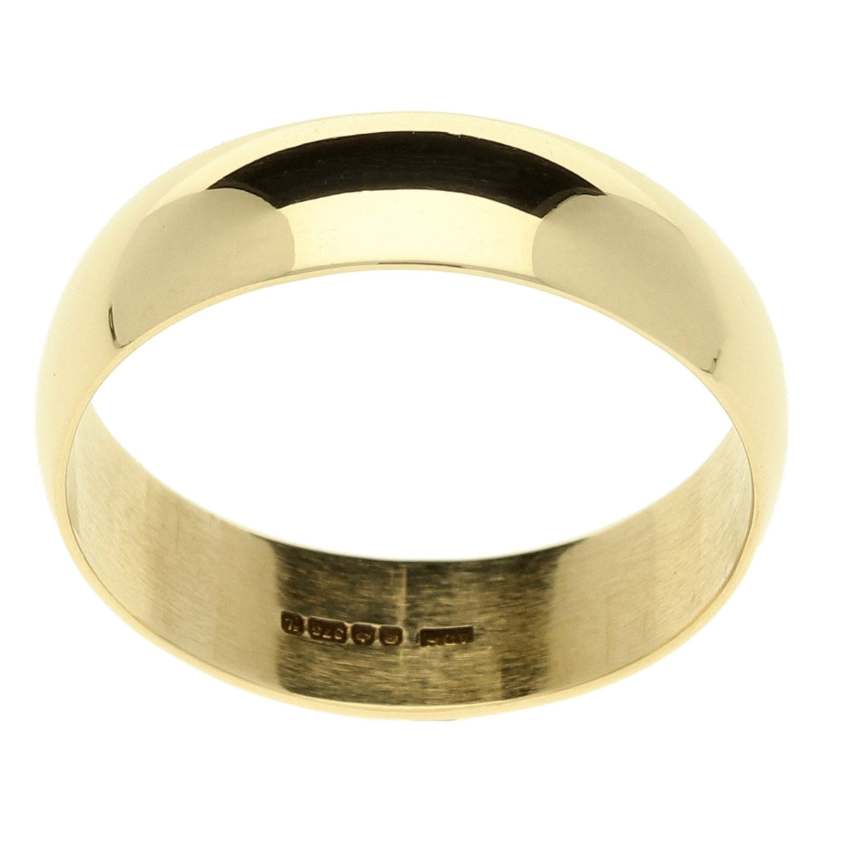 9ct Yellow Gold D-Shape Wedding Ring -  Size S -3.5g