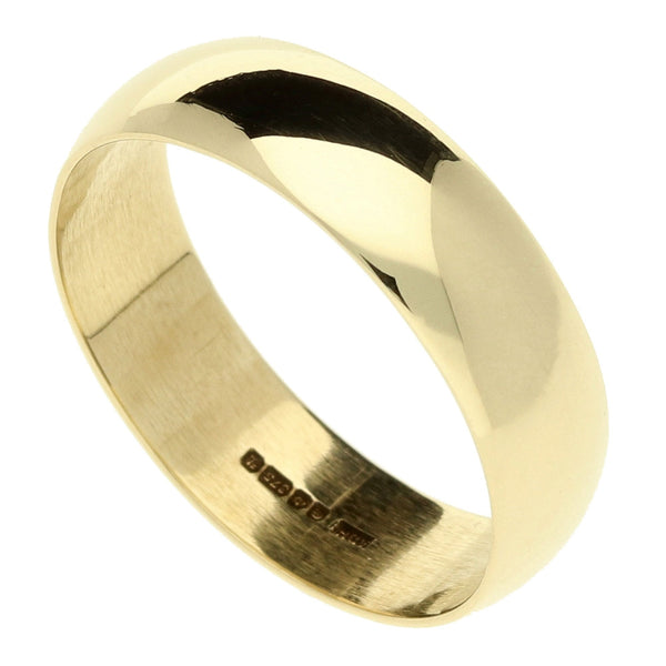 9ct Yellow Gold D-Shape Wedding Ring -  Size S -3.5g