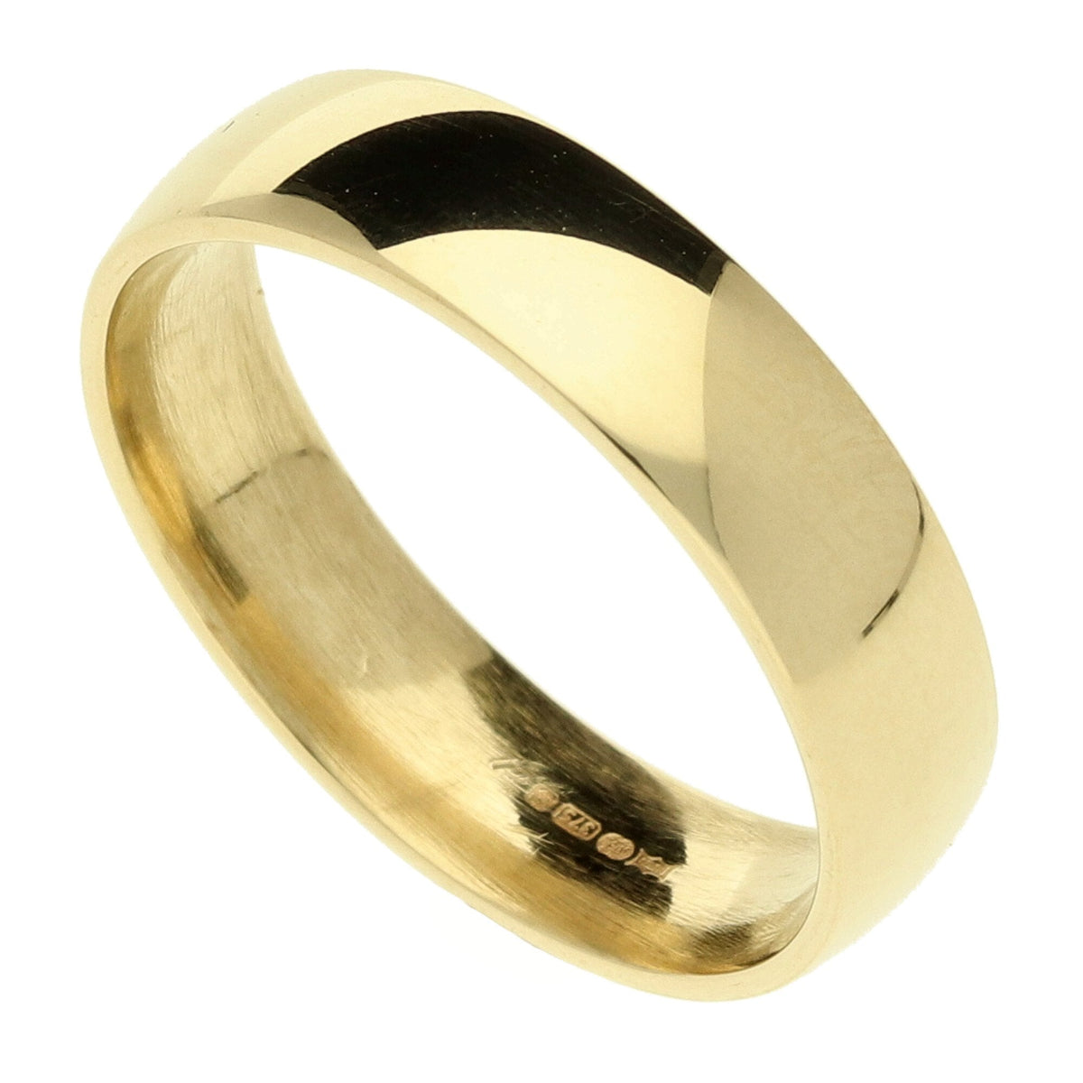 9ct Yellow Gold D-Shape Wedding Ring Size Q - 4.1g