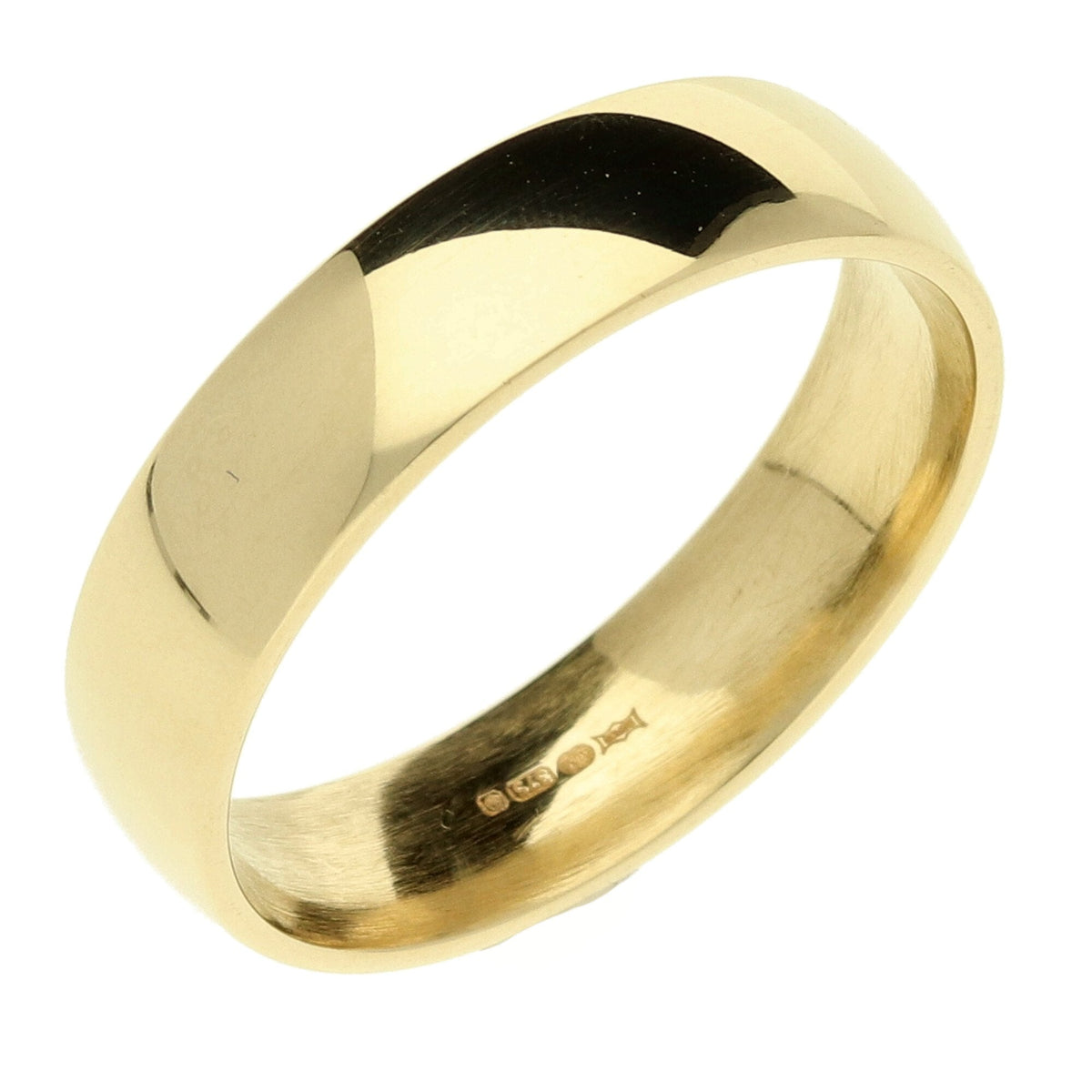9ct Yellow Gold D-Shape Wedding Ring Size Q - 4.1g