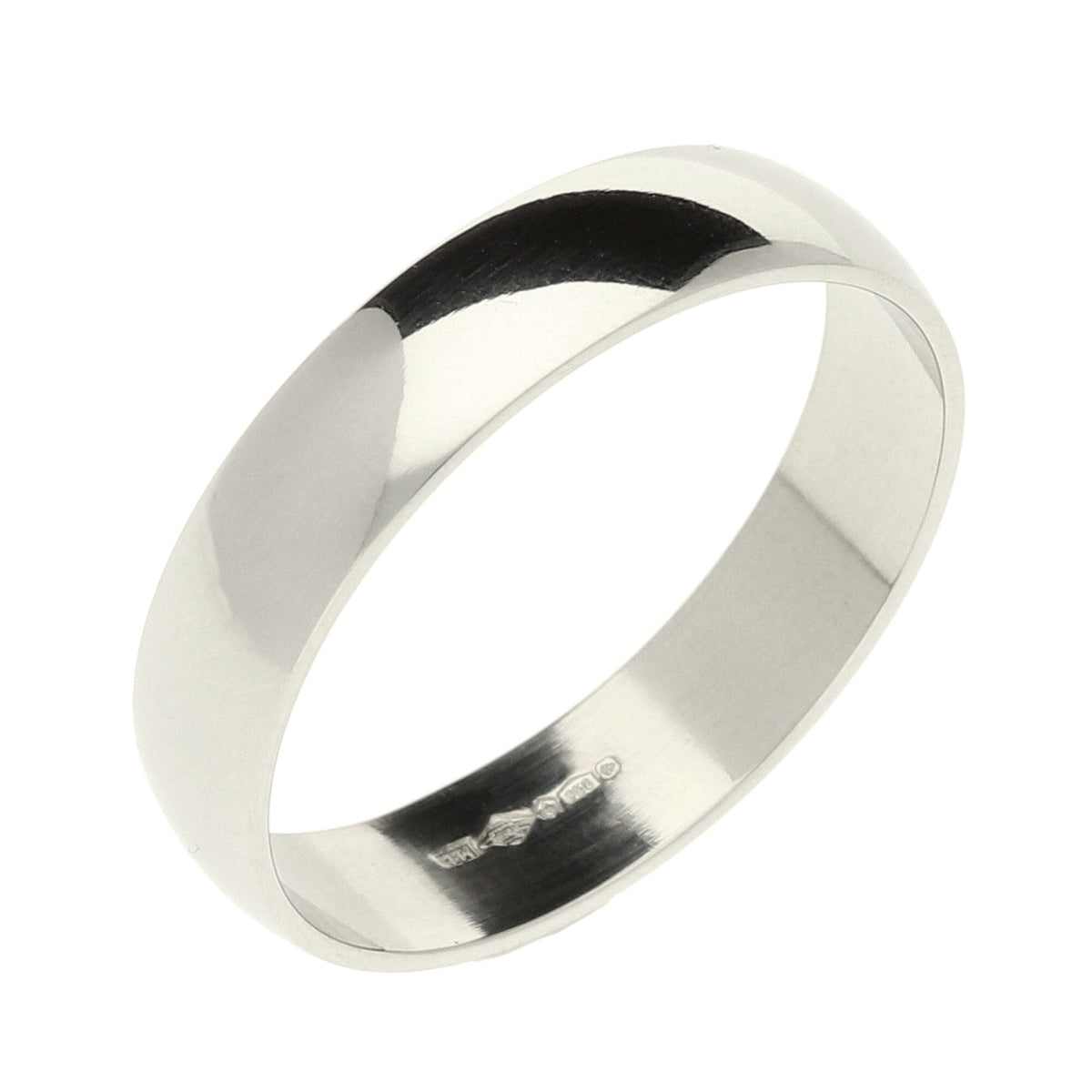 Platinum 4mm D-Shape Wedding Ring 3.6g