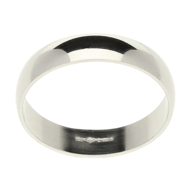 Platinum 4mm D-Shape Wedding Ring 3.6g