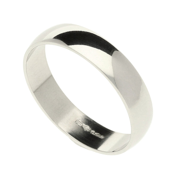 Platinum 4mm D-Shape Wedding Ring 3.6g